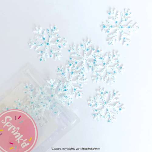 Edible Wafer Snowflakes - Blue and White - Click Image to Close
